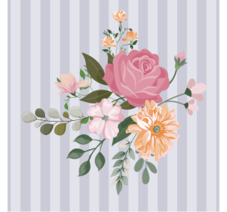 Beer mats floral arrangement stripes - TenStickers