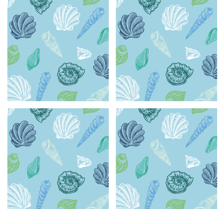 Coasters with seashell pattern design - TenStickers