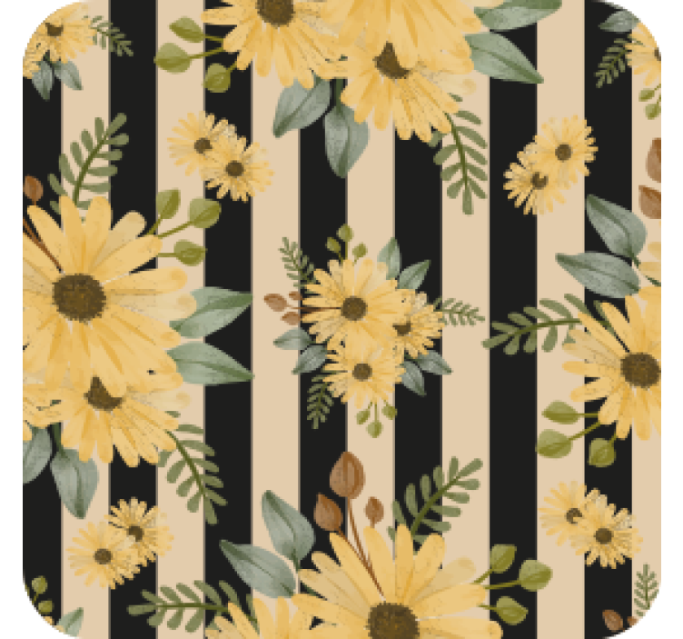 Floral striped pattern coasters - TenStickers