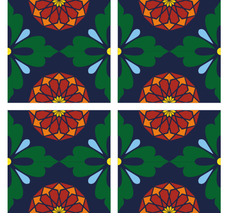 Tile coasters vibrant botanical design - TenStickers