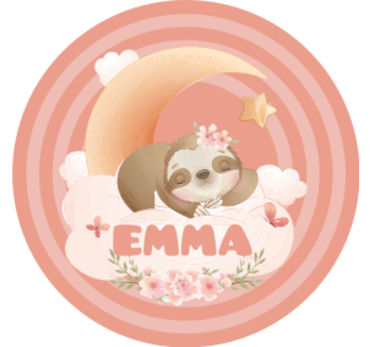 Personalizable coasters sloth moon floral - TenStickers
