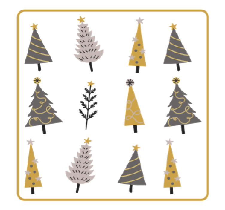 Christmas coasters featuring stylized christmas trees - TenStickers