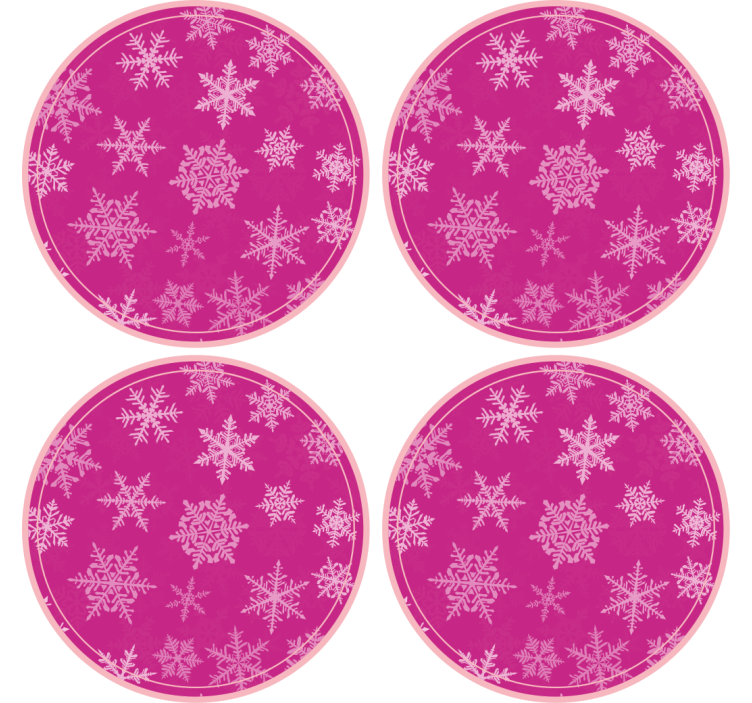 Christmas coasters snowflake patterned round tray - TenStickers