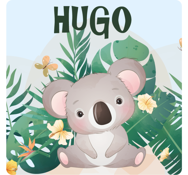 Cute koala for boy with name coasters - TenStickers