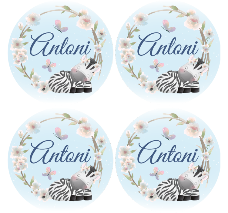 Personalizable coasters with personalized zebra illustration - TenStickers