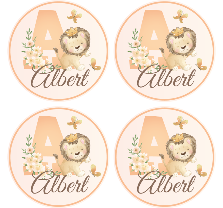 Personalizable coasters whimsical lion design - TenStickers