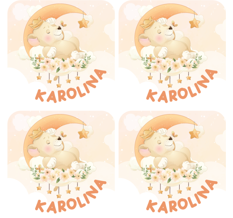 Personalizable coasters sleeping bear with stars - TenStickers