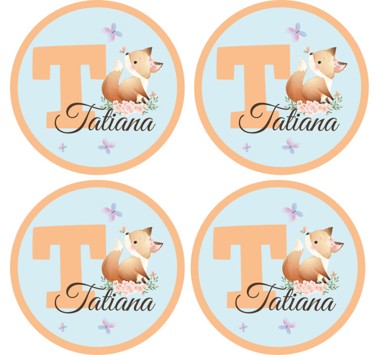 Personalizable coasters whimsical fox design - TenStickers