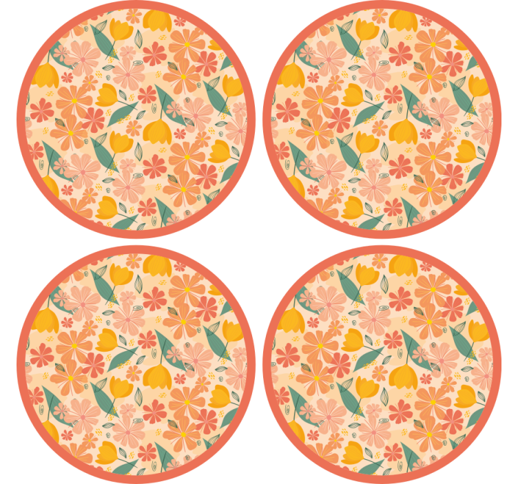 Coasters with floral patterned round surface - TenStickers