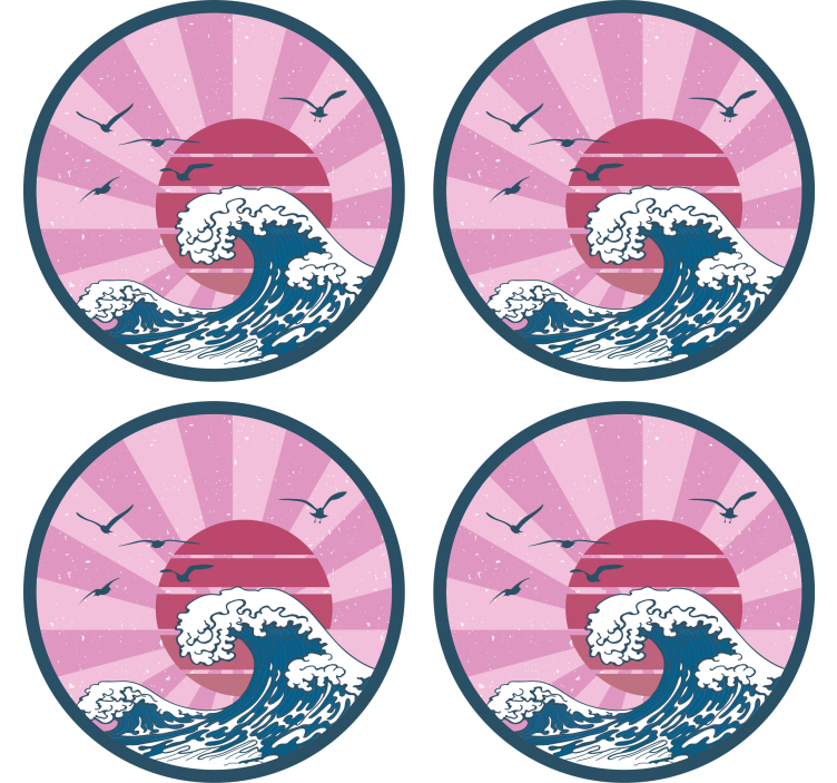 Geek coasters retro ocean waves design - TenStickers