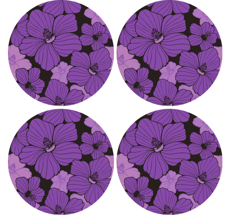 Coasters with vibrant purple floral design - TenStickers