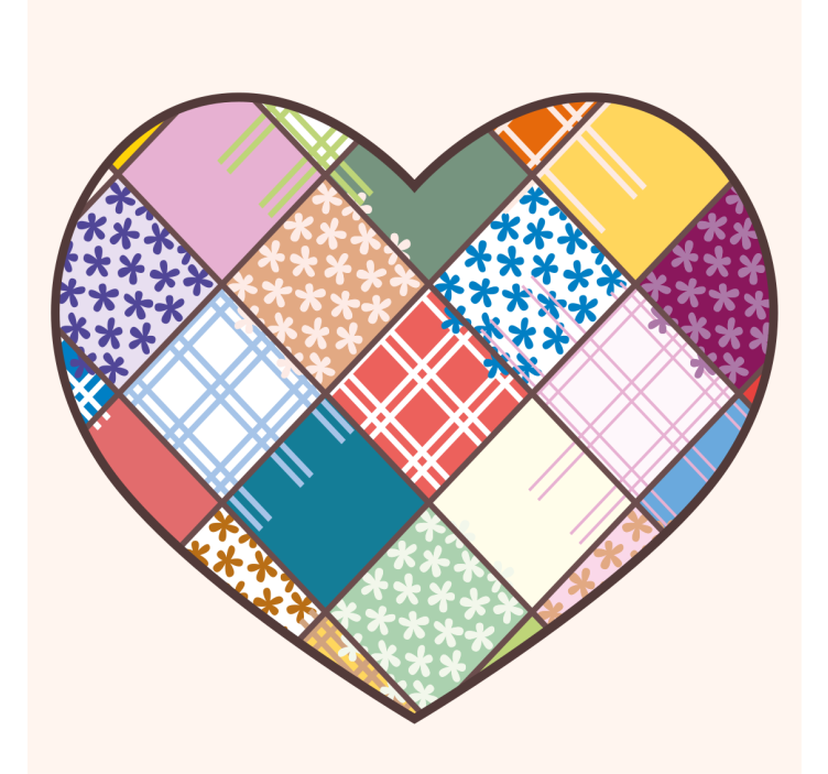 Coasters with patchwork heart design - TenStickers