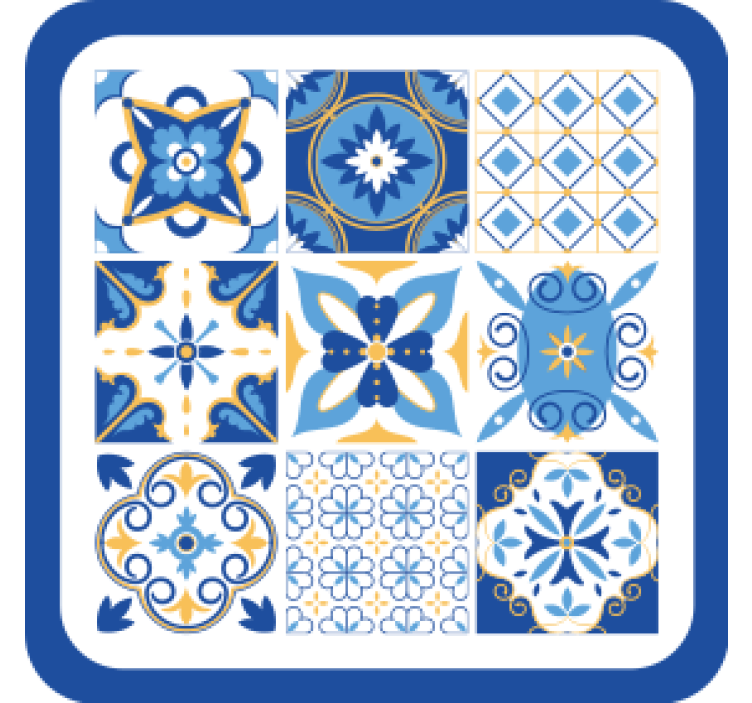 Blue Mediterranean style tile coasters - TenStickers