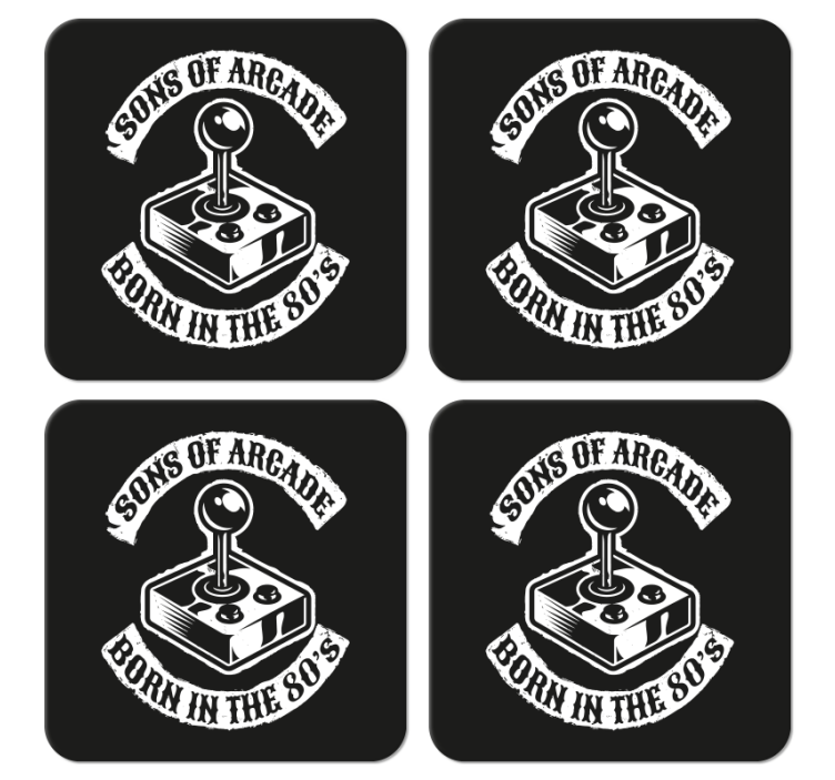 Sons of the arcade born in 80's text vintage coasters - TenStickers