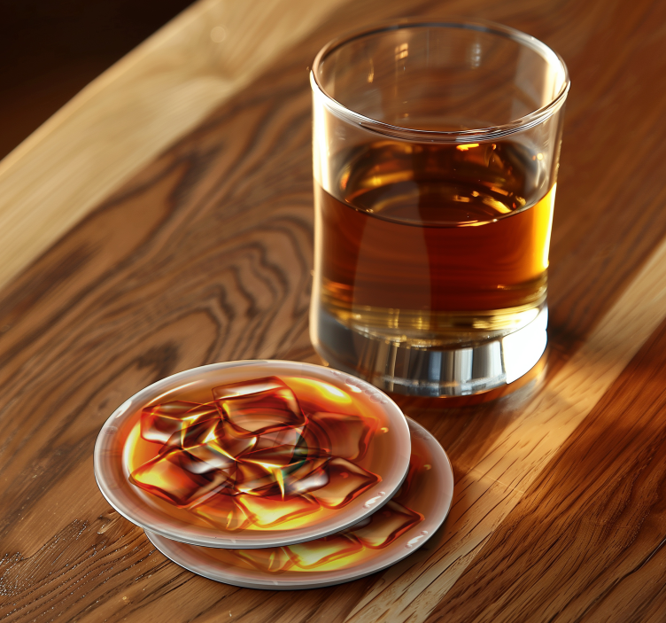 Whisky glass texture drink coasters - TenStickers
