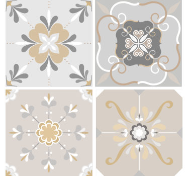 Grey floral inspired tile coaster - TenStickers