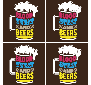 Blood, sweat and beer bear coasters - TenStickers