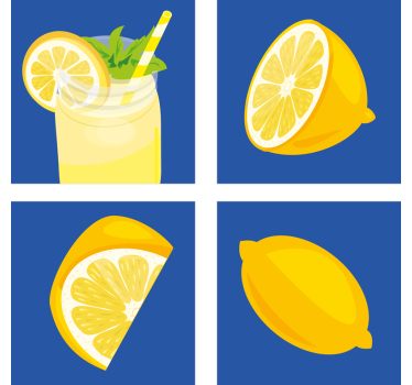 Tile coasters refreshing lemon drink - TenStickers