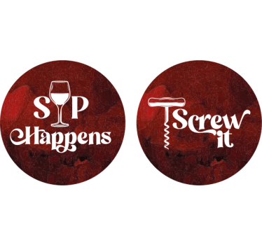 Text coasters with wine humor quotes - TenStickers