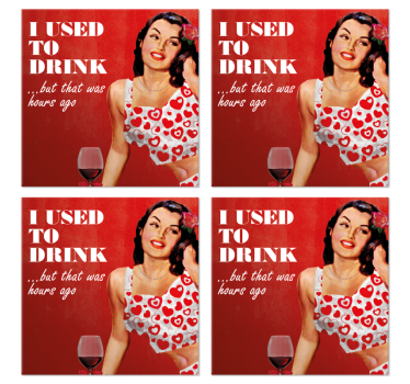 Retro girl with funny drink text vintage coasters - TenStickers