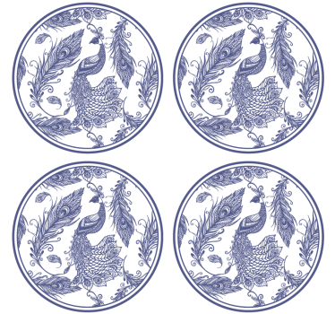 Delftware peacock tile coaster - TenStickers