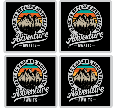 Text coasters explore mountain adventure - TenStickers