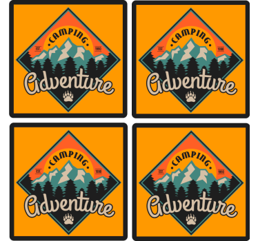 Text coasters camping adventure emblem - TenStickers