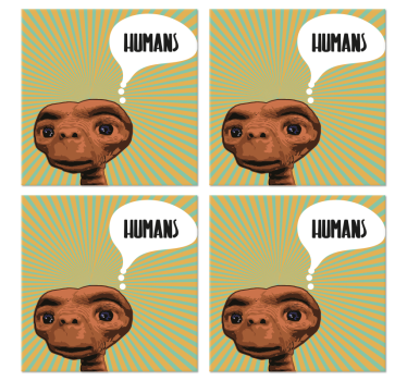 ET thinking about humans geeky coasters - TenStickers