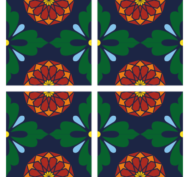Tile coasters vibrant botanical design - TenStickers