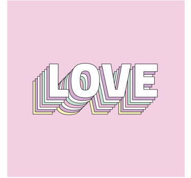 Pink and white love typography text coasters - TenStickers