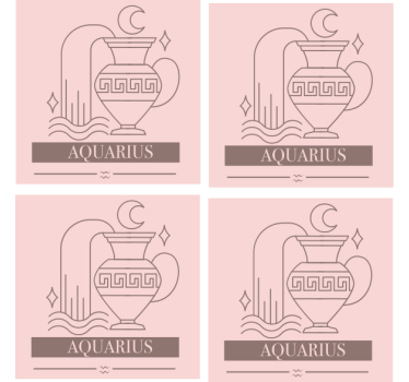 Text coasters aquarius zodiac symbol - TenStickers