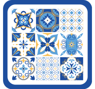 Blue Mediterranean style tile coaster - TenStickers