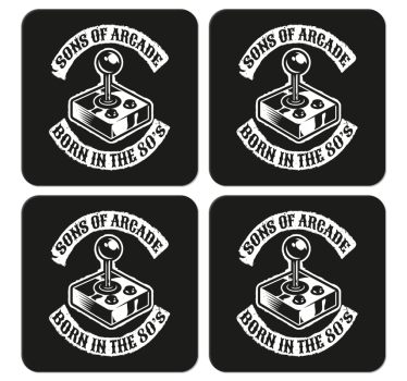 Sons of the arcade born in 80's text vintage coasters - TenStickers