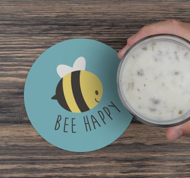 Bee happy sayings coasters - TenStickers