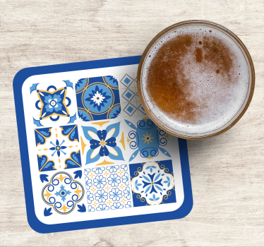 Blue Mediterranean style tile coaster - TenStickers