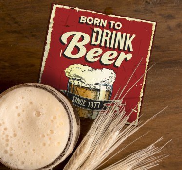 Born to drink beer coaster with custom year - TenStickers