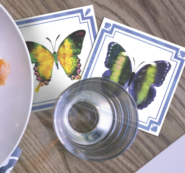 colorful butterflies tiles butterfly coaster set - TenStickers
