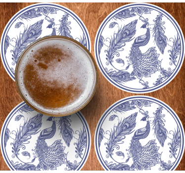Delftware peacock tile coaster - TenStickers