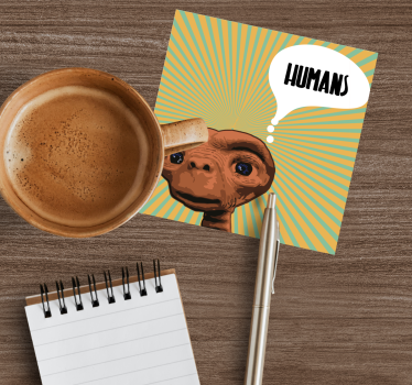 ET thinking about humans geeky coasters - TenStickers