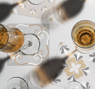 Grey floral inspired tile coaster - TenStickers