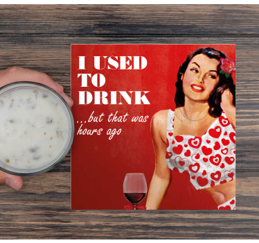 Retro girl with funny drink text vintage coasters - TenStickers