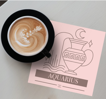 Text coasters aquarius zodiac symbol - TenStickers