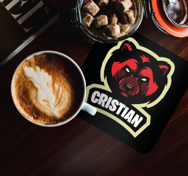 Text coasters bear emblem with name - TenStickers