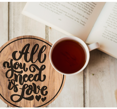 Text coasters cozy wooden love quote - TenStickers