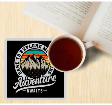 Text coasters explore mountain adventure - TenStickers