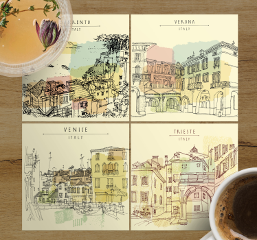 Text coasters italian city landscapes - TenStickers