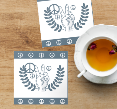 Text coasters peace hand victory symbol - TenStickers