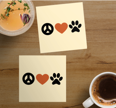 Text coasters peace love pets - TenStickers