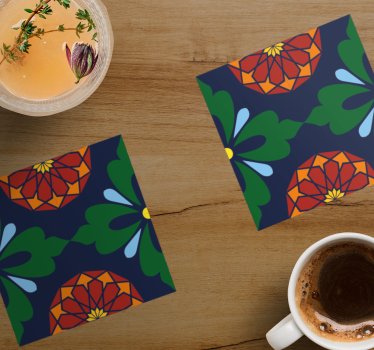 Tile coasters vibrant botanical design - TenStickers