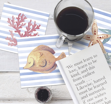 Tile coasters with sea creatures design - TenStickers